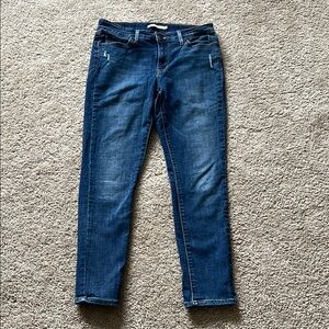 Levi 711 Skinny Women's Distressed Jeans Dark Wash Size 29